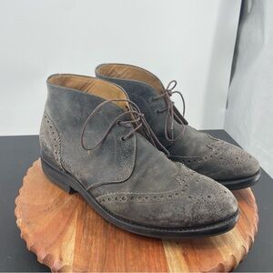 Harrys of London Mens suede Lace Up Oxford Ankle Boots 42.5 Uk 8.5 US 9.5 gray